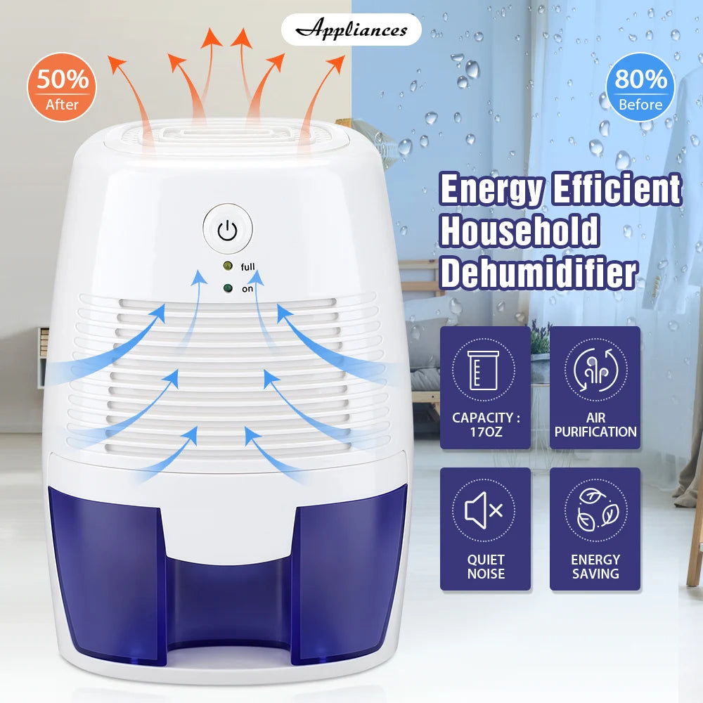 Dehumidifier Small Dryer Portable Quiet Quick Prevent Odor Mildew Bacteria Growth All Types Rooms Household USB Direct Plug