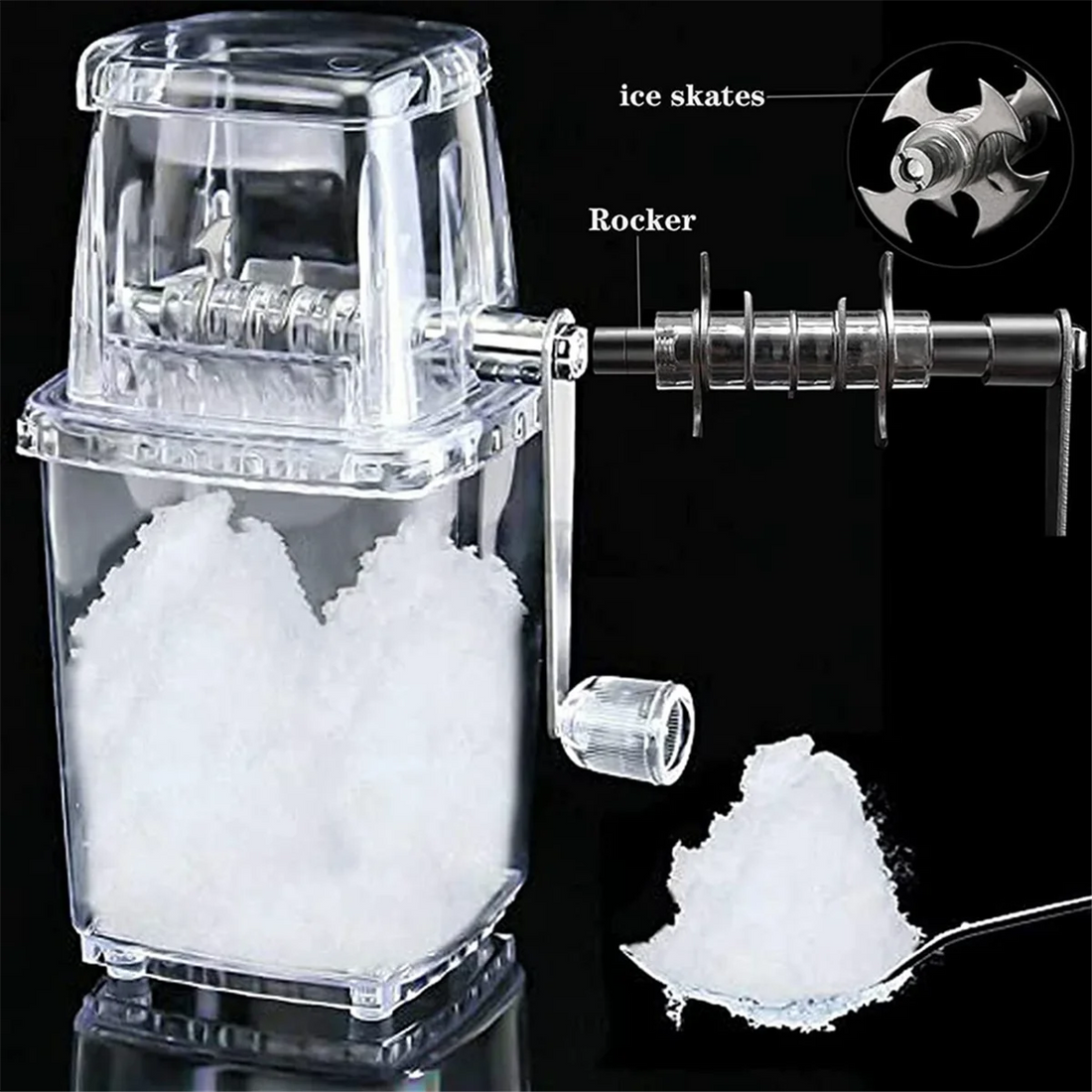 Ice Crusher Manual Rotary Ice Crusher Cocktails Slush Machine Ice-Cube Crushed Smoothies Ice Crusher Machine Home A