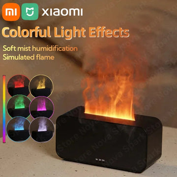 Xiaomi Simulation Flame Humidifier Home Seven-color Atmosphere Lamp Perfume Diffuser Home Air Aroma Humidifier Simulate Flame