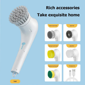 Wireless Household Electric Cleaning Brush 5-in-1Multifunctional USb Charging Bathroom Kitchen Cleaning Tool Supplies Wash Brush