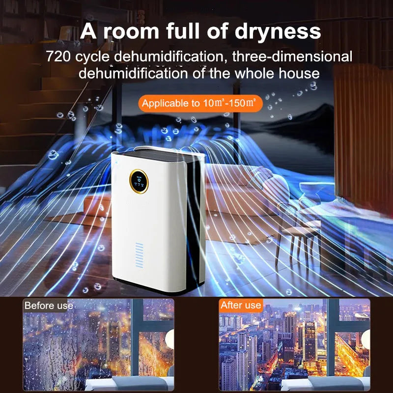 2.5L Small Household Dehumidifier Quiet Indoor Drying Dehumidification White Touch Quiet Household Desiccant Technology Electric