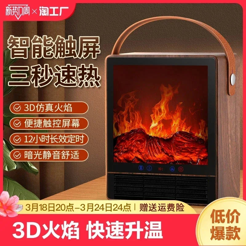 3D simulated flame heater home fire fireplace heater bathroom electric heater graphene desktop 220V