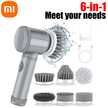 Xiaomi MIJIA Electric Scrubber Spin Cleaning Brush Power Scrubber With 6Replaceable Brush Heads Electric Cleaning Brush Bathroom