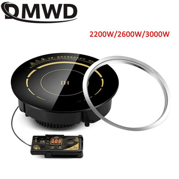 DMWD 3000W Round Electric Magnetic Induction Cooker Wire Control Black Crystal Panel Hotpot Cooktop Stove Cooktop Hot Pot Oven