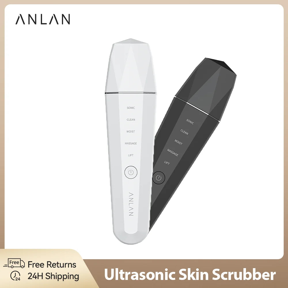 ANLAN Ultrasonic Skin Scrubber Ion Deep Face Cleaning 45℃ Heat EMS Facial Lifting Ultrasonic Cleaner Peeling Skin Care Device