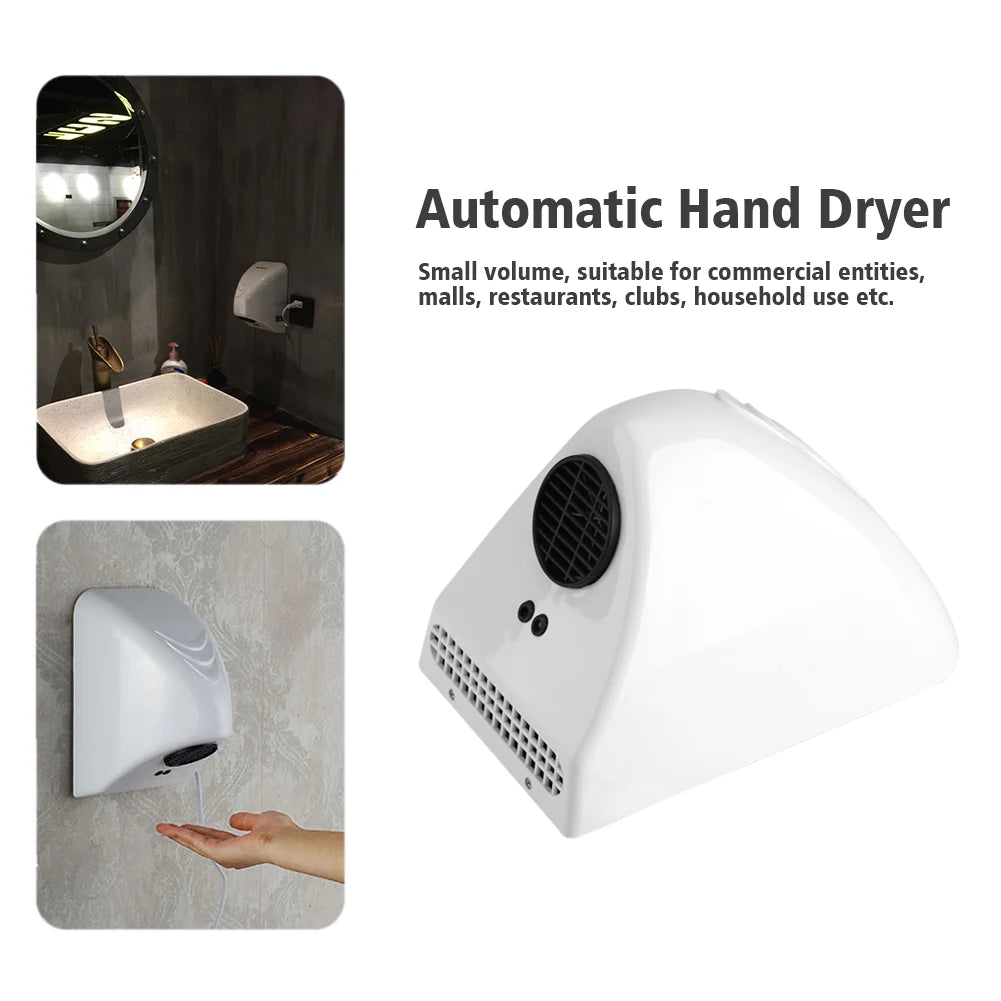 600W Hotel Automatic Hand Dryer Automatic Hand Dryer Sensor Household Hand-drying Device Bathroom Hot Air Electric Heater Wind