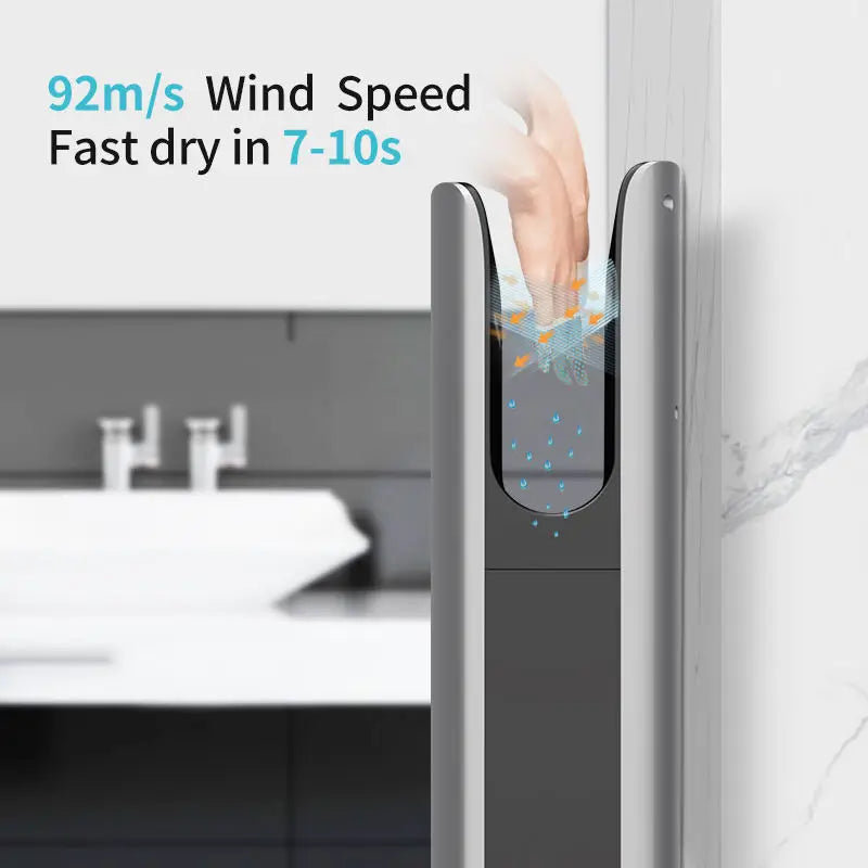 AIKE Automatic Hand Dryer HEPA Filtered Vertical Compact High Speed Jet-type Hands Drying Machine for Bathrooms 1400W 110V/220V