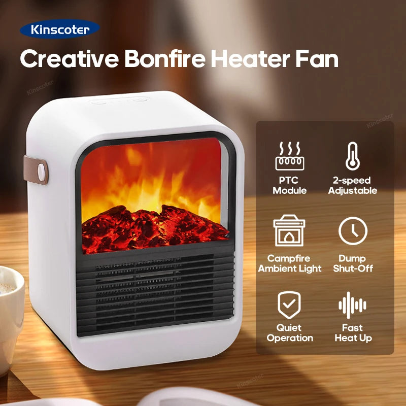 Fireplace Electric Heater Warm Blower Fan Portable Desktop Household Home Heating Stove Radiator Flame Warmer Machine