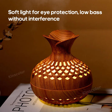 Vase Aromatherapy Diffuser 300ml Wood Grain Portable Air Humidifier Essential Oil Diffuser Sprayer Ultrasonic Atomizer RGB Lamp