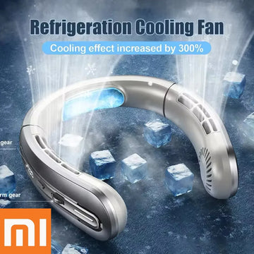 Xiaomi Portable Mini Hanging Neck Fan Digital Display Power Fan Neckband Air Cooler USB Rechargeable Fans Cooling Tool Summer