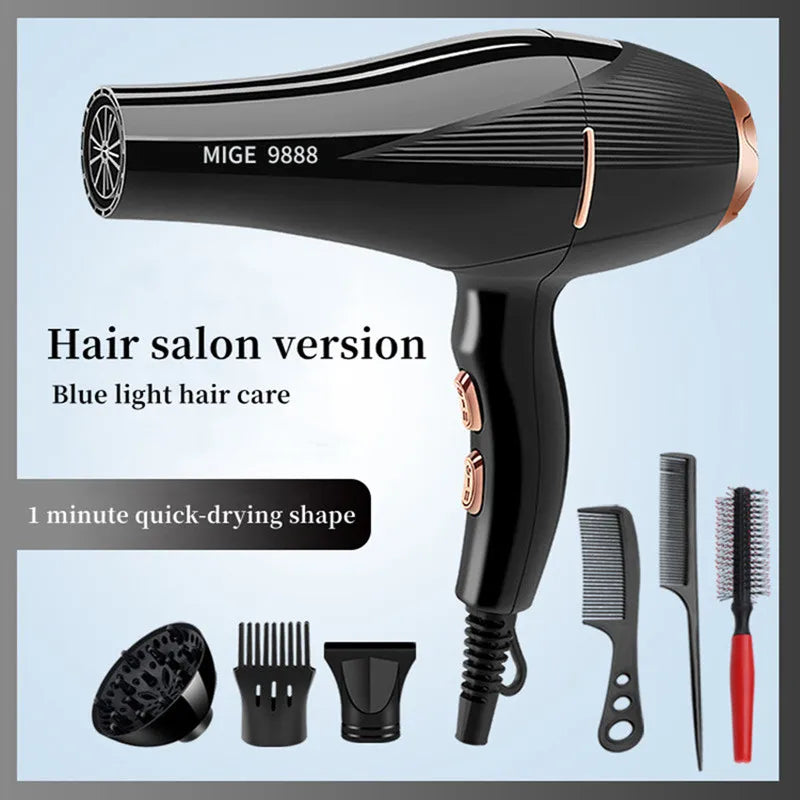 Fashionable High-Speed Hair Dryer High-Power Quick Drying Hair Care Silent Home Hair Salon Tools Buy 1 Get 6 Free