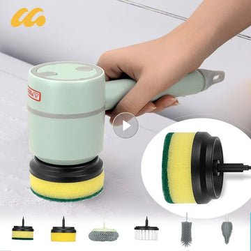 Rechargeable Electric Cleaning Brush Head Electric Rotating Scrubber Wireless Cleaning Tools Home Appliance Cleanliness Gadget