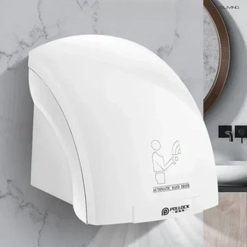 Automatic Induction Hand Dryer. For home and hotel bathrooms. Blows cold and hot air. Smart drying appliance.