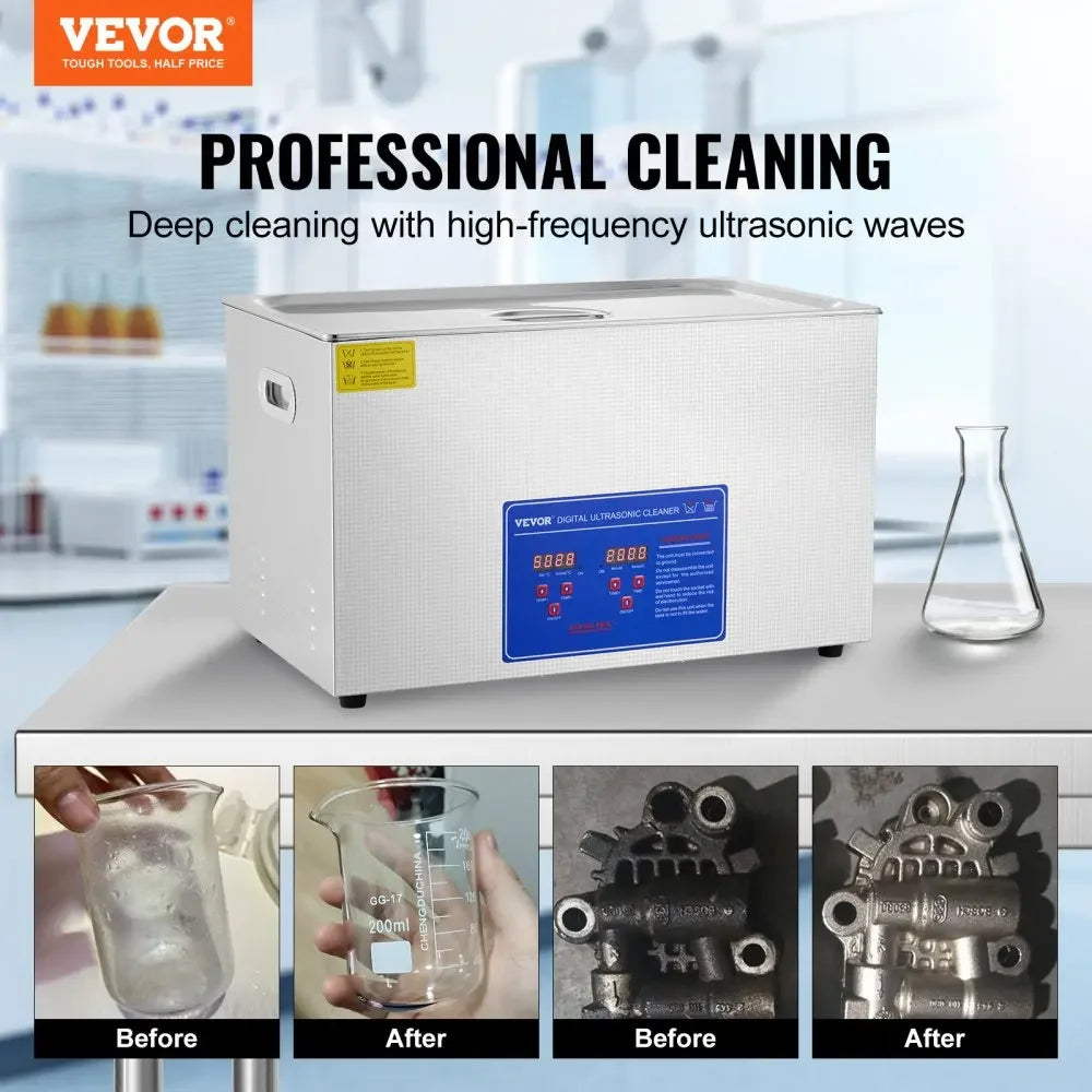 VEVOR Ultrasonic Cleaner Digital Timer 2L 3L 6L 10L 15L 22L 30L Stainless Steel Bath Jewelry Glasses Watch Cleaning Machine